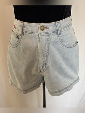 Light Wash High Rise Denim Shorts Vintage Esprit Minimalist 90s Casual